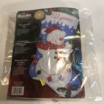 BUCILLA Christmas Stocking Kit 85101 Snowman Felt Embroidery Open Bag - £26.12 GBP