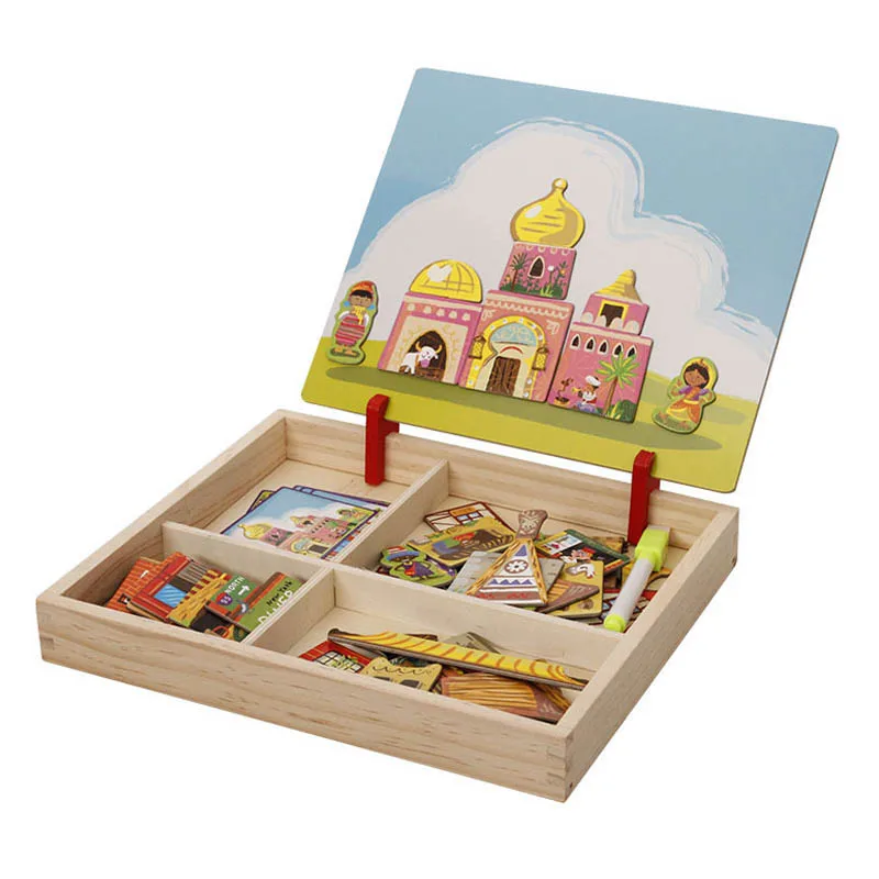 Play 100+Pcs Wooden Magnetic Puzzle Play Play 3D Puzzle Figure/Animals/ Vehicle  - £29.64 GBP