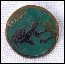 Vintage Mexico Sterling Pin/Pendant Man Pulling Burro Inlay Crushed Turq... - €21,87 EUR