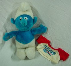 1981 Vintage The Smurfs Smurf In Football Shirt 12&quot; Plush Stuffed Animal - £19.35 GBP