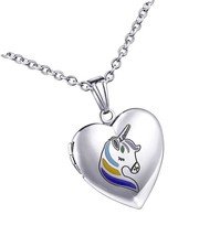 Unicorns Gifts for Girls Love Heart Locket Necklace - $51.49
