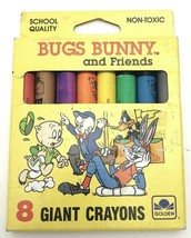 Vintage Giant Crayons by Golden Book featuring Bugs Bunny and Friends Pack of 8 - £13.15 GBP