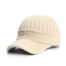Solid Color Knitted Women&#39;s Hat Autumn Winter Baseball Cap Woolen Warm Cap - £11.49 GBP