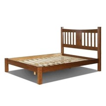King Farmhouse Style Solid Wood Platform Bed Frame with Headboard in Walnut - $13,835.35 MXN