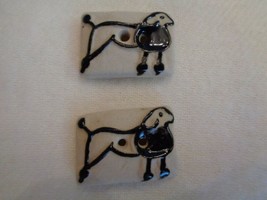 Novelty Buttons - Handmade (new) (2) 1&quot; Poodles  /Square, Black &amp; White - £3.92 GBP