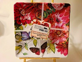Michel Design Works Sweet Floral Melody Melamine Square Serveware Canape Plates - $29.99