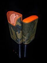 Brizard and Co " Showband" 3 Cigar Case in  Camouflage and Orange Leather NIB image 10