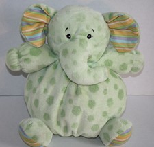 Kellytoy Green Polka Dots Plush Baby Elephant Rattle 10&quot; Soft Toy Stuffed 2011 - £16.37 GBP