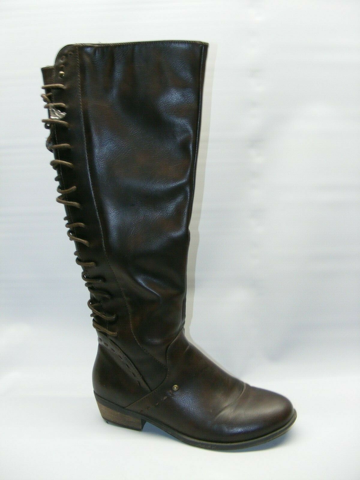 Rampage Heleana Women&#39;s 6.5 M Brown Knee High Riding Boot Zipper Laces M... - $20.95