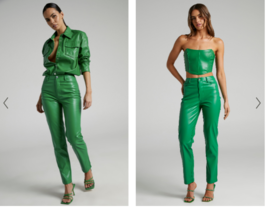 Designer Winter Lambskin Stylish Women Pant Green 100% Leather Hot Fancy - $105.47+