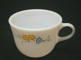 Pyrex Coffee Tea Cup Flirtation Yellow Blue Florals Butterfly Corning Milk Glass - £10.11 GBP