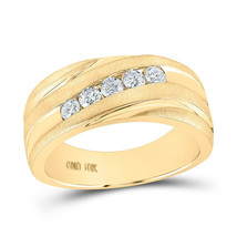 10kt Yellow Gold Mens Round Diamond Diagonal Wedding Band Ring 1/2 Cttw - £1,202.88 GBP