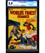 World&#39;s Finest Comics #15 (1944) CGC 5.0 - Jack Burnley baseball cover; ... - $828.98