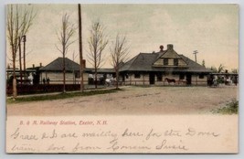 Exeter NH B &amp; M Railway Station Depot Railroad Horse Buggy Postcard K25  - £10.18 GBP