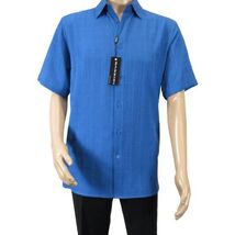 Men Short Sleeves Sport Shirt by BASSIRI Light Weight Soft Microfiber 60071 Blue image 2