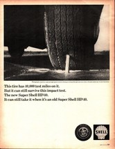 Vintage 1969 Shell Tires HP-40 Print Ad Super Shell Survive Impact Test c3 - $25.98