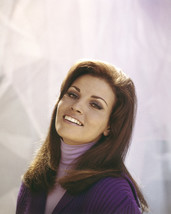 Raquel Welch smiling 1967 portrait in purple sweater 16x20 Canvas - £56.29 GBP