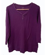 Woman White Stag Knit V-Neck, Plum, 3 Buttons, 3/4 Sleeves, XL (16/18), ... - $18.19