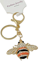 Bling Crystal Bumble Bee Honeybee Keychain Bag Pendant Purse Wallet Charm Orange image 3