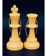 Staunton Style Chess Piece Key Chain Key Ring Yellow King &amp; Queen - $16.03