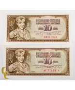 1968 Yougoslavie 2 PC 10 Dinar Note Lot (UNC) Hors-Circulation État - $628.17 MXN