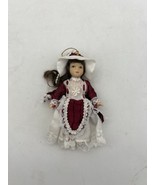 VTG X-Mas Ornament Girl Victorian Porcelain Doll Hanging Poseable Maroon... - $292.38 MXN