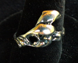 Pair of Jumping Dolphins Sterling Silver Ring SZ 5 - £8.79 GBP