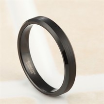 4/6/8/mm Black Tungsten Carbide Ring Men Brushed Silver Color Wedding Band Women - £18.65 GBP