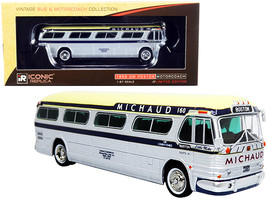 1959 GM PD4104 Motorcoach Bus &quot;Boston&quot; &quot;Michaud Lines&quot; Silver and Cream with Dar - £45.97 GBP
