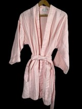 Vintage Robe Bathrobe Terry Cloth Pink Stripe Preppy Cottagecore Large W... - €42,89 EUR