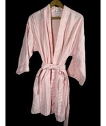 Vintage Robe Bathrobe Terry Cloth Pink Stripe Preppy Cottagecore Large W... - $49.39