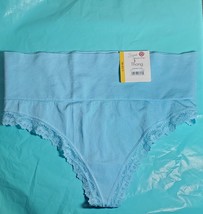 Blue Wideband Thong Lace Trim Women&#39;s size Large Panties Secret Treasures - NWT - £9.55 GBP