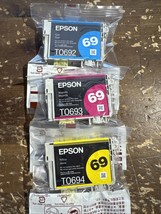 Lot Of 3 Genuine Epson 69 Cyan Magenta Yellow Ink Cartridges TO692 TO693... - $368.69 MXN