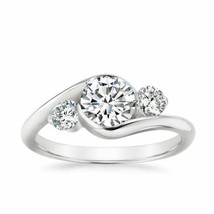 Solid 14k White Gold 2.50Ct Round Cut Diamond Trilogy Engagement Ring in... - £172.59 GBP