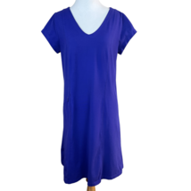 Toad &amp; Co Dress Womens M Purple V-Neck Short Sleeve A-Line Stretch Aquac... - £31.57 GBP