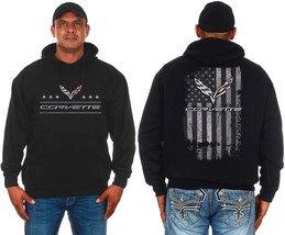 Mens Chevy Corvette Hoodie Distressed American Flag 2-Sided
 - £29.56 GBP+