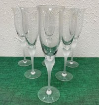 Set of 6 Mikasa Crystal SEA MIST CLEAR - Frost Stems Champagne Flutes - $129.99