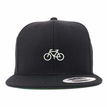 Trendy Apparel Shop Mini Bicycle Embroidered Flat Bill Snapback Cap - Black - £20.07 GBP