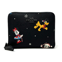 Coach Disney X Coach Small Zip Around Wallet Holiday Print Black Multi C... - £153.33 GBP