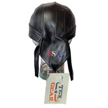 Tex Gear USA Embroidered Black 100% Pleather Biker Skull Cap Durag New W... - $14.99