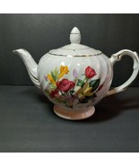 Vintage Ellgreave England Teapot with lid Roses Wild Flowers Swirl Floral - £20.83 GBP