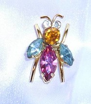  Coro Bee Pin  Pink Blue,Gold Sets Signed Sterling, 1940&#39;s Vintage EXC - £27.86 GBP