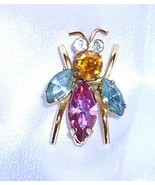  Coro Bee Pin  Pink Blue,Gold Sets Signed Sterling, 1940&#39;s Vintage EXC - £27.96 GBP