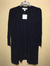 Sag Harbor Woman Open Sweater Cardigan navy sz L NEW - $68.31