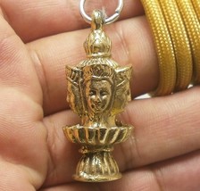 lord Brahma Trimurti hindu Hinduism god deity brass pendant blessed amulet rope  - £23.54 GBP