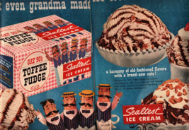 SEALTEST GAY 90&#39;S TOFFEE FUDGE ICE CREAM VINTAGE 2-PAGE 1956 MAGAZINE AD b3 - $21.21