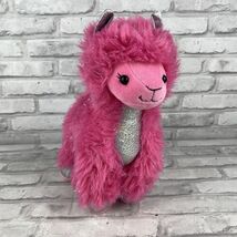 Build A Bear Stuffed 12" Hot Pink Sparkle Llama Alpaca Plush Silver Accents - $16.61
