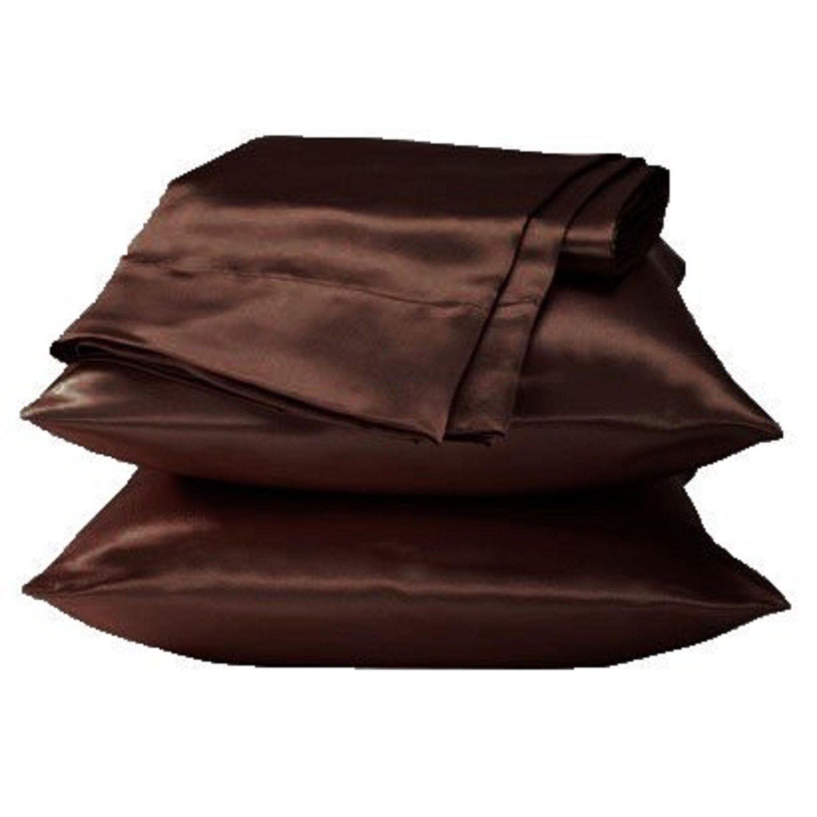 2 Standard / Queen size SATIN Pillow Cases / Covers DARK COFFEE - Brand New - £11.72 GBP