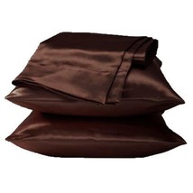 2 Standard / Queen size SATIN Pillow Cases / Covers DARK COFFEE - Brand New - £11.73 GBP