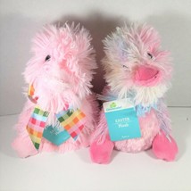 2 Shaggy Platypus Plush Stuffed Animals NEW Pink Rainbow- Glitter Eyes - £9.45 GBP
